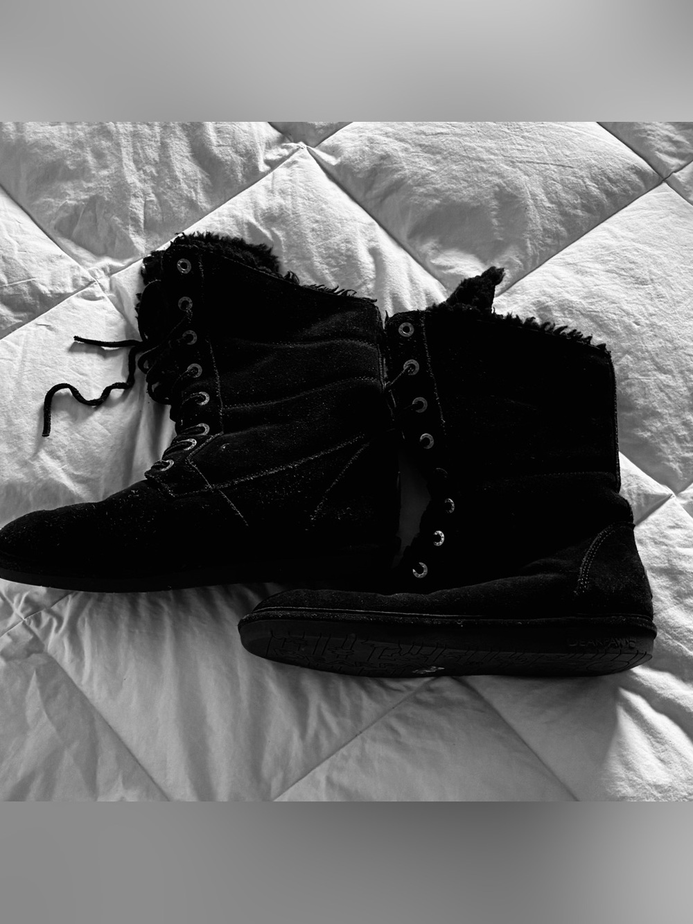 Bearpaw  1666W-KAREN Women’s 12 Boots Black Suede Uppers Sheepskin Footbed